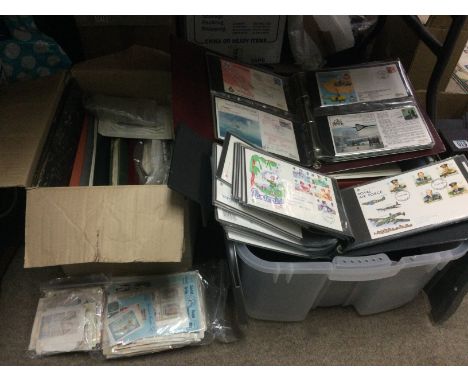 Two boxes of stamps and first day covers. Shipping category D.