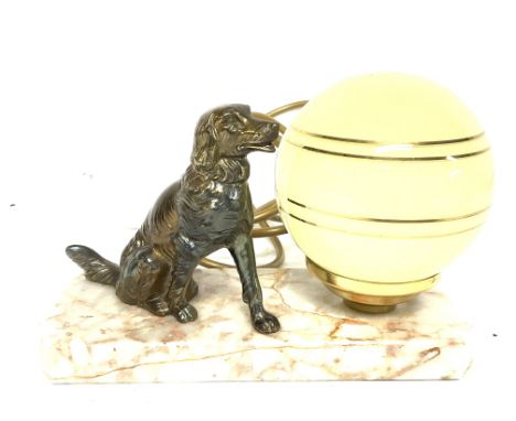 An Art Deco spelter dog lamp, 14cm tall. postage category D