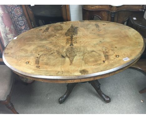 A Victorian oval Lou table on turned support shape base- NO RESERVE