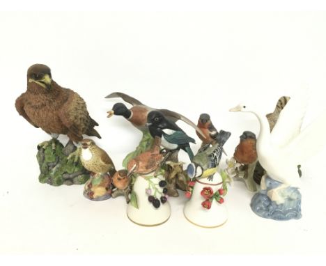 A collection of ceramic bird ornaments including Royal Worcester, Goebel, Spode, NAO etc. Postage category D