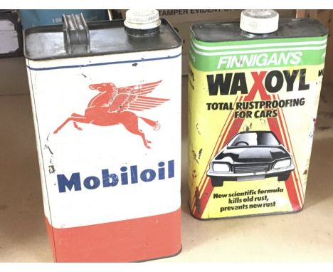 A vintage Mobil oil can (never opened) and wax can