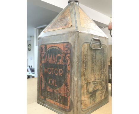 A vintage labelled pyramid 5 gallon can ,dented