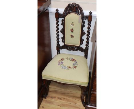 A tapestry seat and back hall chair