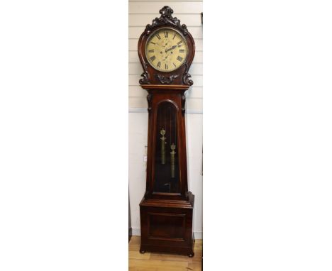 A mid 19th century Scottish eight day mahogany longcase clock H.215cm