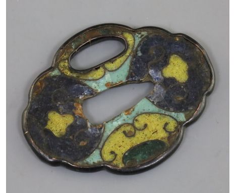 A Japanese cloisonne enamel Tsuba, Edo period