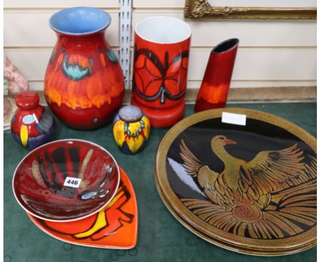 A group of poole Delphis pottery and other Poole pottery