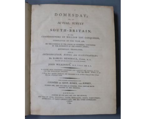 Henshall, Samuel and Wilkinson, John - Domesday, or an actual survey of South - Britain, by the Commissioners of William the 