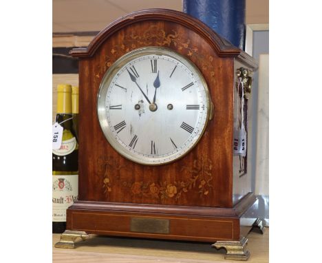 A mahogany and marquetry twin fusee bracket clock