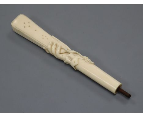 A Victorian ivory parasol handle
