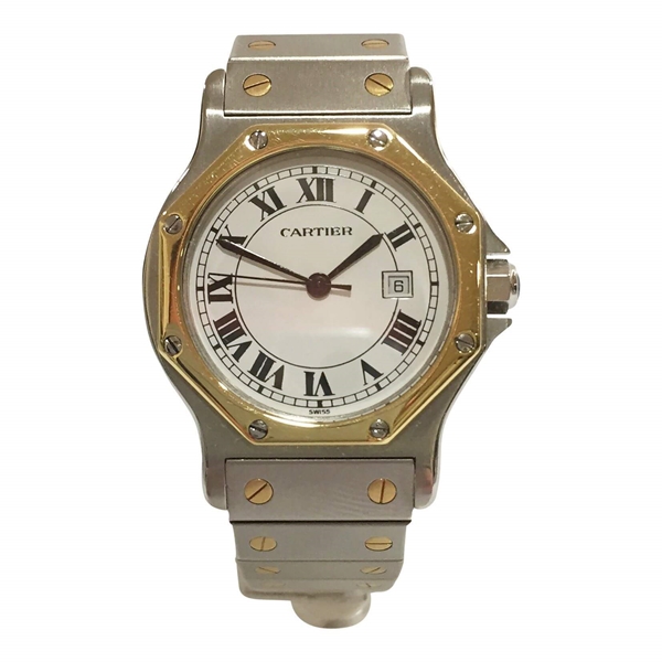 Vintage Cartier Hexagon Santos Stainless Steel And Yellow Gold Men's ...