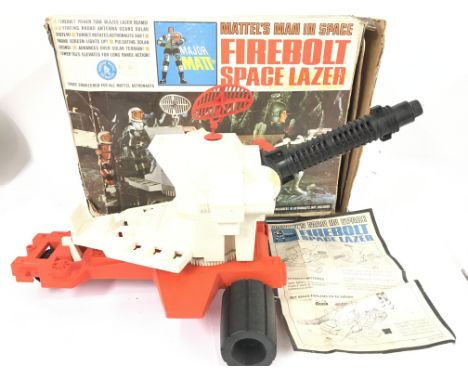 A Boxed vintage Mattel Man In Space Firebolt Space Lazer. Box is worn and Damage to Lazer.