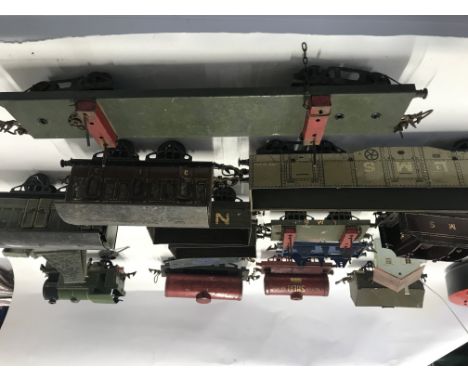Collection of Hornby series tinplate railway carriages..wagons and engine 0 gauge
