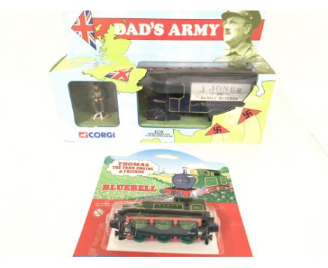 A Corgi Dads Army Thornycroft Van with Major Jones Figure and a Ertl Thomas the Tank Engine Bluebell.