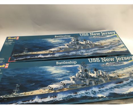 Revell model kits. Battleship USS New Jersey. 1.350 scale. Two unstarted model kits in their original packaging. (2)