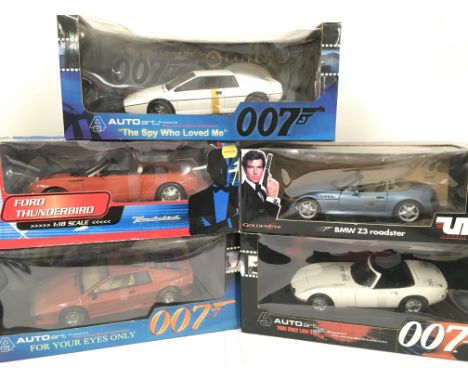 5 Boxed James Bond Vehicles including Auto Art. UT Models and Bean Stalk. All 1:18 Scale.(5).