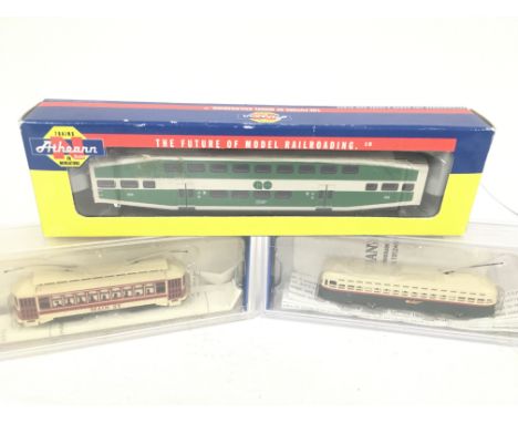 3 X Boxed N Gauge Locomotives including a Bachman Trolleys with 8-Wheel Drive #62995. A Main Street Brill Trolley #61090 and 