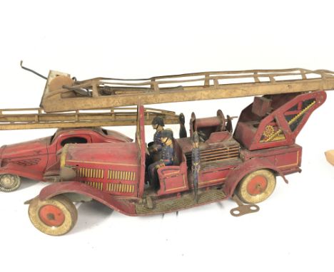 A 1930s Karl Bub Tinplate Fire Engine and Car.