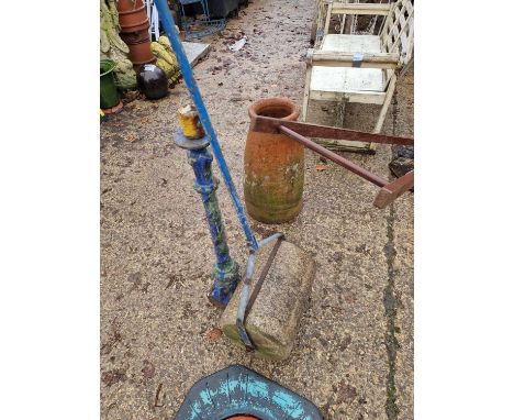 A stone garden roller