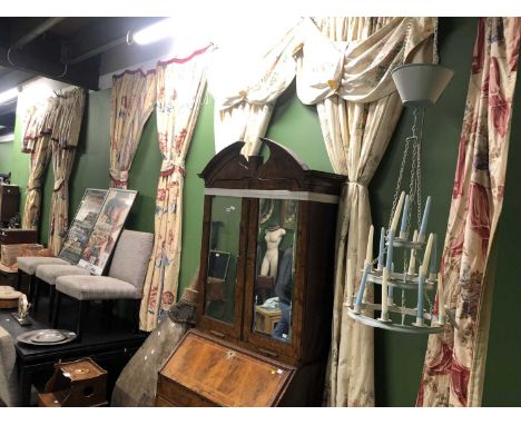 A pair of Colefax and Fowler "Plumbago Bouquet" curtains with pelmet, interlined, H 270 W 199cms together with two pairs of c