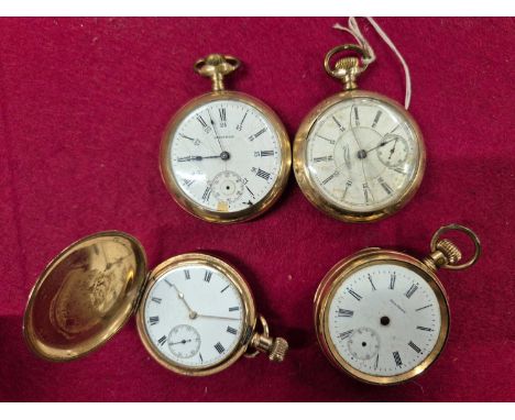Four Waltham watch company gold plated pocket watches including one movement signed "Canadian Pacific railway" (4)