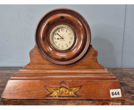 Aviation interest- A mantle or desk clock constructed from propeller boss and with AVRO transfer marking. the 8-day timepiece