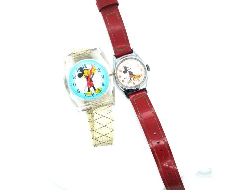 Two vintage Mickey Mouse watches, Timex and Basis watch.  