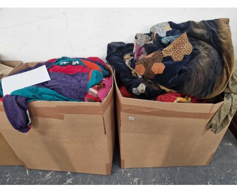 An extensive collection antique and later textiles, throws, quilted fabric, curtains etc.