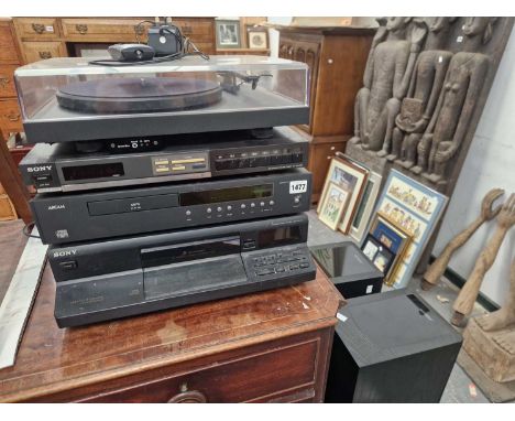 A vintage Arcam CD player, Sony separates and Project record deck