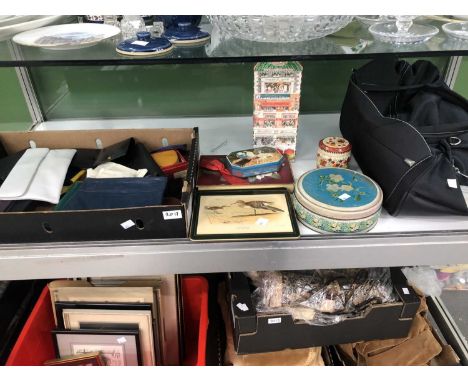 A collection of leather and other wallets, vintage tins, a holdall, etc.
