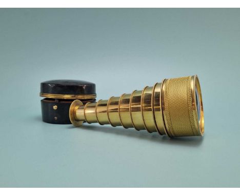 A fine late George III gilt brass seven-draw extending pocket telescope contained in period shagreen and gilt-mounted case
