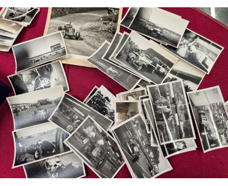 A collection of vintage Motor racing related press and other photographs to include images of Ferrari with Fangio driving, im