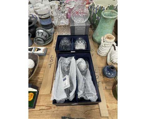 Boxed Stuart and Dartington glass together with a spirit decanter