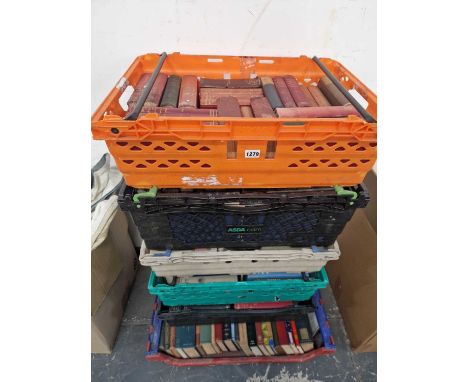 Six crates and vintage and later books.