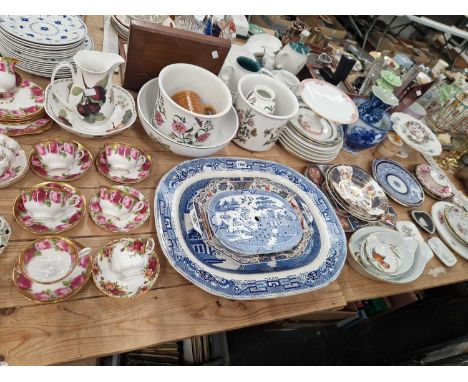 Royal Albert and other tea wares, Royal Worcester plates, Portmerion planters, Imari and other platters, etc