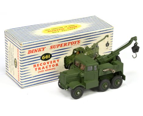 Dinky Toys Military 661 Scammell Recovery Tractor - Green including Supertoy hubs, with windows - Excellent overall (slight r