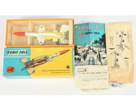 Corgi Toys 1115 Bristol Bloodhound Guided Missile - White and yellow with red percussion head - Good Plus in a Good blue and 