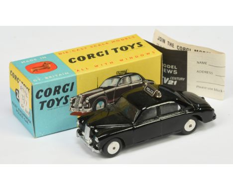 Corgi Toys 209 Riley Pathfinder "Police" Car - Black body, silver trim, aerial, flat spun hubs - Good Plus still a bright exa