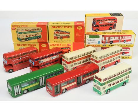 Dinky Toys group of Buses to include 289 "London Transport" Routemaster, 283 Single Decker "Red Arrow", 292 Leyland Atlantean