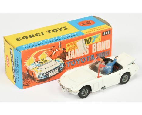 Corgi Toys 336 "James Bond" Toyota 2000GT From The Film "You Only Live Twice" - White, black interior with "Aki and James Bon