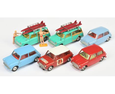 Corgi Toys unboxed group of Mini's to include BMC Cooper S "Sun International Rally", Austin Seven - Dark Red, plus others - 