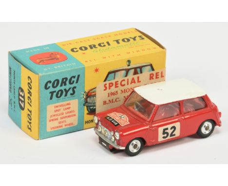 Corgi Toys 321 BMC Mini Cooper S "Rallye Monte Carlo" - Red body and interior, white roof, silver trim, spun hubs and racing 