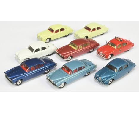 Corgi Toys unboxed group of 5 Jaguars to include - Mark&nbsp; X - Blue body, red interior, metallic Cerise, lemon interior, 2