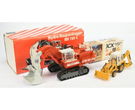 NZG (1/35th) 216 JCB 3CX Excavator Loader - yellow and white - Good to Good Plus (requires cleaning) and Conrad Models (1/50t