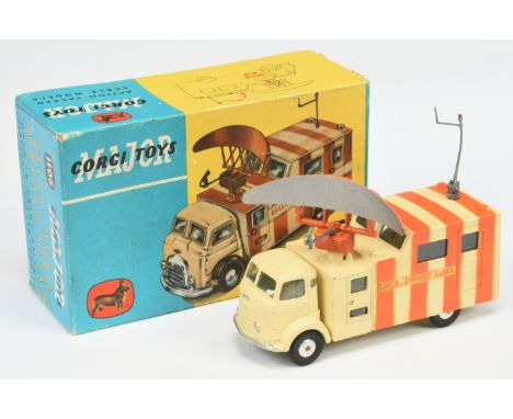 Corgi Toys 1106 Decca Mobile Airfield Scanner - Cream body, 4 x Orange burnt stripes, silver trim, flat spun hubs - Good Plus