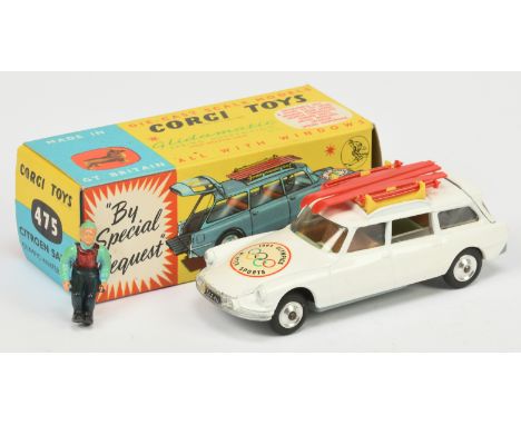 Corgi Toys 475 Citroen Safari "1964 Winter Olympics Sports" - White body, silver trim, spun hubs Pale green dash and rear sea