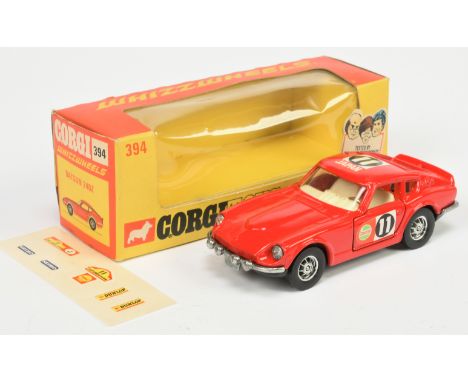 Corgi Toys Whizzwheels 394 Datsun 240Z "East African Safari" - Red body, off white interior and racing No.11 labels also come