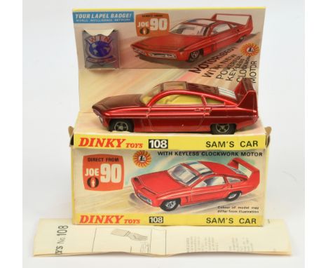 Dinky Toys 108 "Joe 90" Sam's Car - Metallic red body, yellow interior, silver engine cover, cast hubs - Excellent Plus - inn