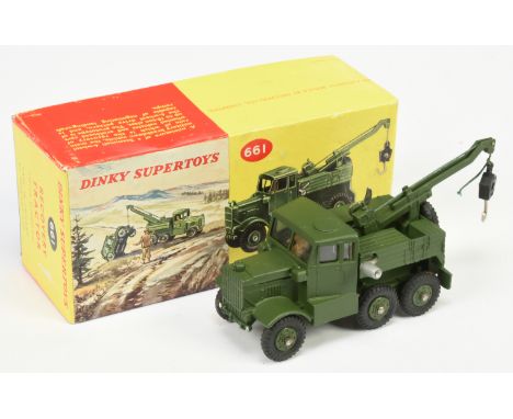 Dinky Toys Military 661 Scammell Recovery Tractor - Rare Late Issue - Green including plastic hub, with windows - Excellent P