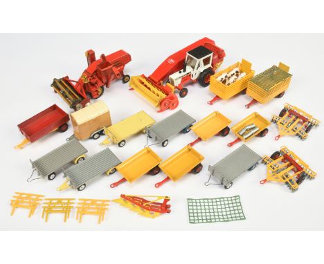 Corgi Toys unboxed group of Farm related to include David Brown Tractor with attachment, Massey Ferguson Combine Harvester, B