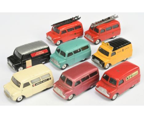Corgi Toys unboxed Bedford Van/Dormobile group of 8 to include - "AA Road Service" - Black and yellow, "Evening Standard" - B